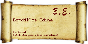 Bordács Edina névjegykártya