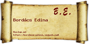 Bordács Edina névjegykártya